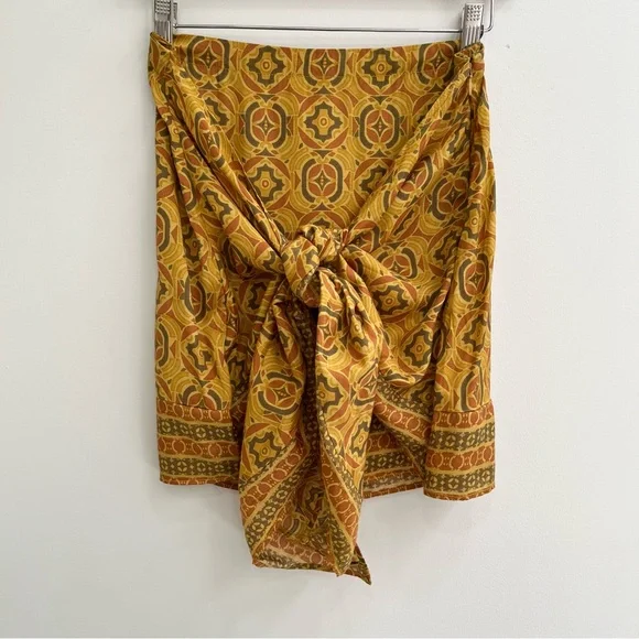 NWOT Free People REVOLVE Imogen Sarong Mini Skirt in Turmeric Made in India - Picture 3 of 10